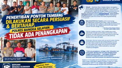 Penertiban Ponton Tambang Dilakukan Secara Persuasif & Bertahap, Polres Bangka Selatan: Tidak Ada Penangkapan