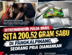 Ditresnarkoba Polda Babel Sita 200,52 Gram Sabu, Seorang Pria Diamankan